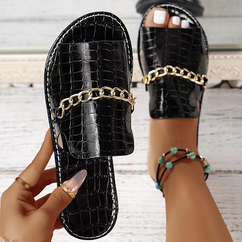 Metal Buckle Sandals Women's Slippers Beach Shoes RS-1226