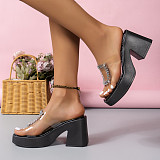 Fashion Sequins Diamond Slippers With Thick Soles High Heels RS-31231