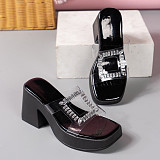 Fashion Sequins Diamond Slippers With Thick Soles High Heels RS-31231