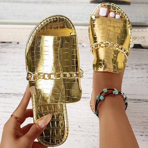 Metal Buckle Sandals Women's Slippers Beach Shoes RS-1226