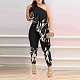 Stylish Printed One-shoulder Ruffled Off-the-shoulder Jumpsuit RS-88052