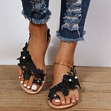 White Lace Flower Wedding Women's Flip Flops Sandals RS-3429