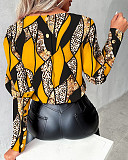 Stylish Leopard Prints Girls Long Sleeves Buttons T-shirt Top SRX-9101