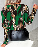 Stylish Leopard Prints Girls Long Sleeves Buttons T-shirt Top SRX-9101