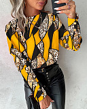 Stylish Leopard Prints Girls Long Sleeves Buttons T-shirt Top SRX-9101