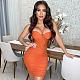 Women's Backless Straps Mesh Pleated Mini Club Dress MS-1302