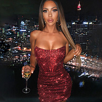 Sexy Strapless Off Shoulder Package Hip Mini Nightclub Dress MS-1600