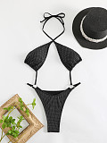 Women's Halter Bandage Black One-piece Swimsuit Sexy Bikini MJ-019