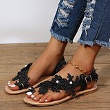 White Lace Flower Wedding Women's Flip Flops Sandals RS-3429