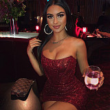 Sexy Strapless Off Shoulder Package Hip Mini Nightclub Dress MS-1600