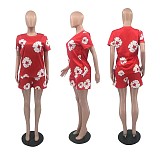 Women Print Short Sleeves Tops And Shorts Sporty 2 Piece Sets KANGYY-71393