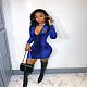Women Long Sleeves Zipper Package Hips Mini Dress Blue CY-1024