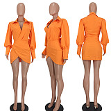 Casual Girls Solid Color Long Sleeves Lace-up Blouse Dress YD-1148