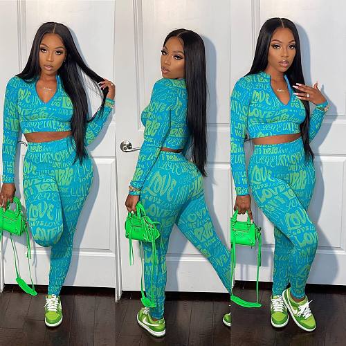 Love Letter Women Two 2 Piece Set Outfits Yoga Tracksuit Sweatsuit YD-1163