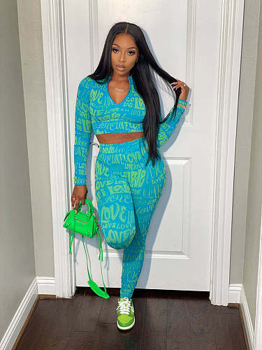 Love Letter Women Two 2 Piece Set Outfits Yoga Tracksuit Sweatsuit YD-1163