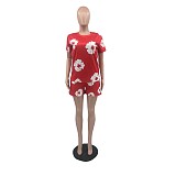 Women Print Short Sleeves Tops And Shorts Sporty 2 Piece Sets KANGYY-71393