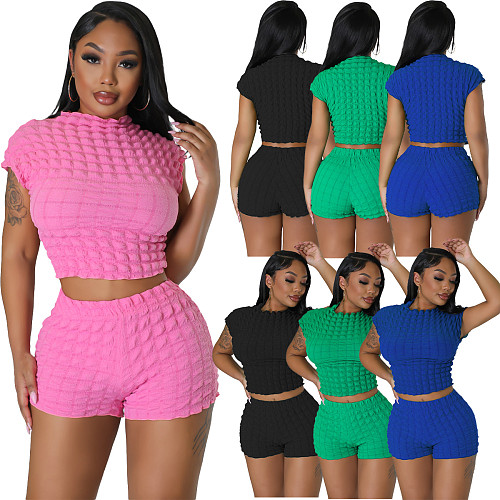 Casual Solid Sleeveless Tank Tops High Waist Short Sets NIYA-8138