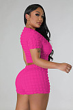 Fitness Zipper Jacket Crop Tops 2 Piece Short Sets YD-8689