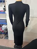 XS Low Cut Deep V Long Sleeve Bodycon Maxi Dress RS-0001