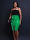 Women High Waist PU-Leather Zipper Split Midi Skirt Green MOF-8940