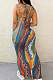 Fashion Print Women Backless Straps Tight Maxi Dress RS-2306