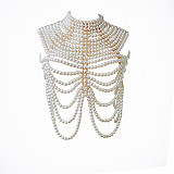 Multilayer Pearl Choker Chest Accessory Sweater Chain Double Shoulder Chain Pearl Body Chain RS-1026