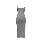 Solid Color Straps Split Folds Maxi Dresses RS-B202339