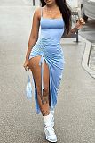 Solid Color Straps Split Folds Maxi Dresses RS-B202339