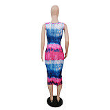 Stylish Printed Women Hollow Out Bodycon Long Dresses XT-8849