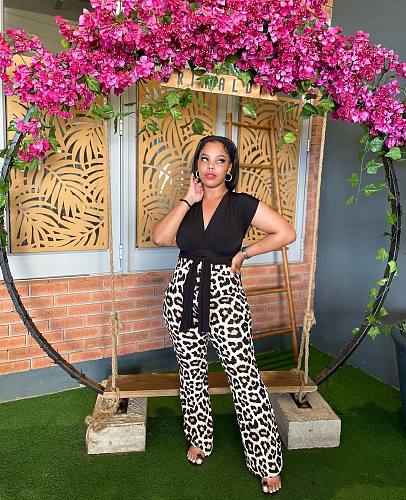 Fashion Leopard Printed Flared Pants For Women OLY-6146
