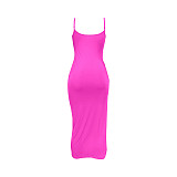 Solid Color Straps Split Folds Maxi Dresses RS-B202339
