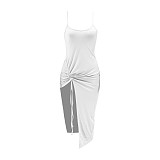 Solid Color Straps Split Folds Maxi Dresses RS-B202339