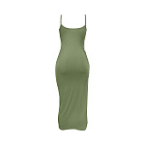 Solid Color Straps Split Folds Maxi Dresses RS-B202339