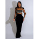 Sexy Hot Drilling Black Mesh Patchwork Transparent Split Maxi Dress BY-6823