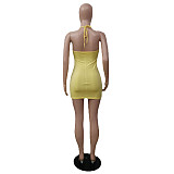 Sexy Low-cut Straps Halter Backless Mini Bodycon Dress XT-8856