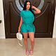 Women's Short Sleeve Tassel Sexy Two-piece Shorts Suit MDF-5397