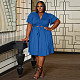 NEW Ladies V-neck Flounced Sleeves Lace-up Top And Skirts Plus Size Sets NNWY-7991
