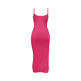 Solid Color Straps Split Folds Maxi Dresses RS-B202339