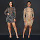 2024 Stylish Transparent Mesh Hot Drilling Party Mini Dress BY-6852