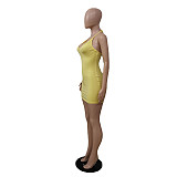 Sexy Low-cut Straps Halter Backless Mini Bodycon Dress XT-8856