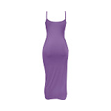 Solid Color Straps Split Folds Maxi Dresses RS-B202339