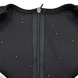 NEW Women Hot Drilling Patchwork Black Mesh Party Short Dress BY-6858