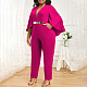 Elegant Lady V-neck Bat Cape Solid Color Plus Size Jumpsuit NNWY-3049