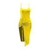 Solid Color Straps Split Folds Maxi Dresses RS-B202339