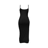 Solid Color Straps Split Folds Maxi Dresses RS-B202339