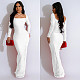Sexy Backless Patchwork Solid Color Slim Long Party Dresses BY-6865