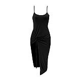 Solid Color Straps Split Folds Maxi Dresses RS-B202339