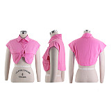 Solid Color Short Sleeve Loose Short Blouse Tank Top RS-3020
