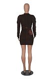 Sexy Deep-V Long Sleeves Velvet Package Hips Mini Club Dress HXZY-0239