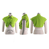 Solid Color Short Sleeve Loose Short Blouse Tank Top RS-3020